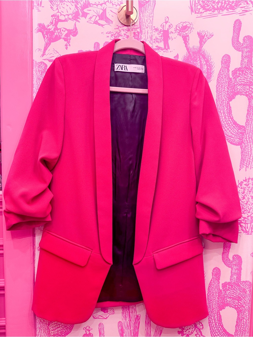 Zara Fuchsia Shawl-Collar Blazer
